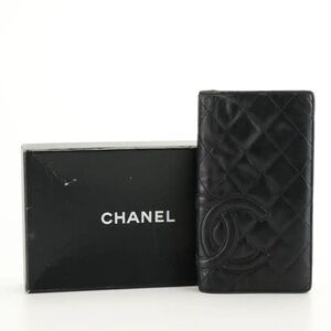 CHANEL Black Quilted CC Logo Leather Wallet
